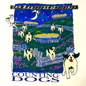 BIG DOGS 90s Vintage Glow In The Dark Shirt Counting Dogs Sleep Tee VTG Baggy